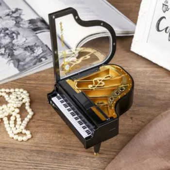 Шкатулка пластик музыкальная механическая "Рояль" МИКС ручной завод 8х15,5х14 см