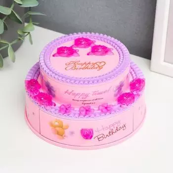 Шкатулка пластик музыкальная "Торт" 13х7,5 см