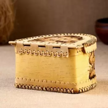 Шкатулка "Плетенка", шарнирная 18х16х11 см, береста