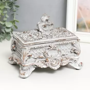 Шкатулка полистоун "Царская. Пышные листья" на ножках 16х15х18 см