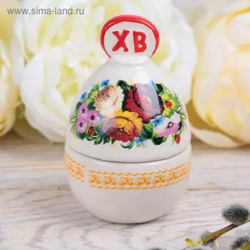 Шкатулка-яйцо «Цветы», 9.3 х 6 см