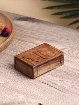 Шкатулка резная "Бабочка" дерево соно, 11х7х3,5 см