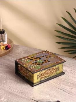 Шкатулка резная МДФ "Жирафы", 15х19х7,5 см