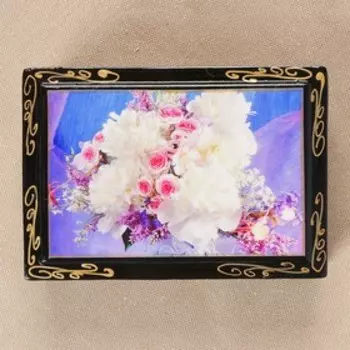 Шкатулка «Розы с белыми цветами», 8×10 см, лаковая миниатюра