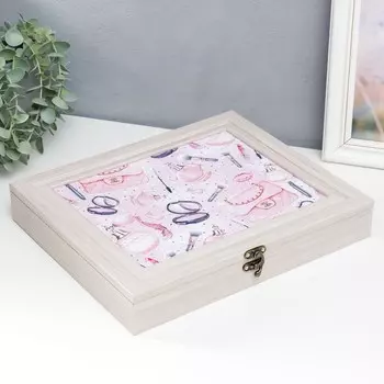 Шкатулка с делениями молочный дуб 31х26,5х5 см