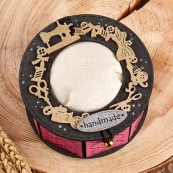 Шкатулка с игольницей, МДФ, Слива-черный, 12,5х12,5х9 см
