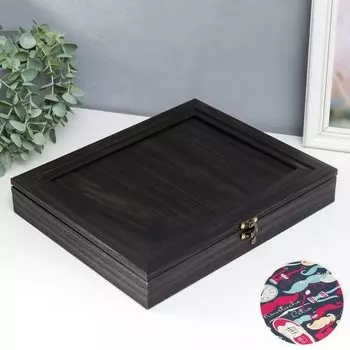 Шкатулка с картинкой внутри Венге 31х26,5х5 см