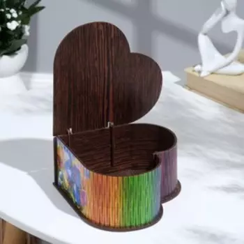 Шкатулка сердце "Герберы",16х14х7 см