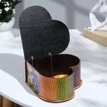 Шкатулка сердце "Летний сад", 16х14х7 см