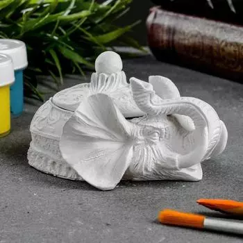 Шкатулка для украшений с крышкой «Фигурка слон», гипс, 9.57.55.5 см