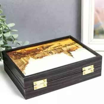 Шкатулка "Старый город" 18,5х14 см венге