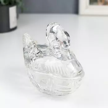 Шкатулка стекло "Лебедь" прозрачная 11,5х13,5 см