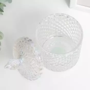 Шкатулка стекло "Ромбы и купол" перламутр 14х8,2х8,2 см