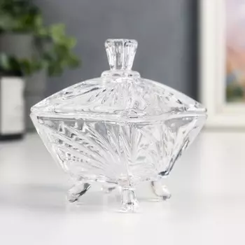 Шкатулка стекло "Узорный квадрат" 9х7х7 см