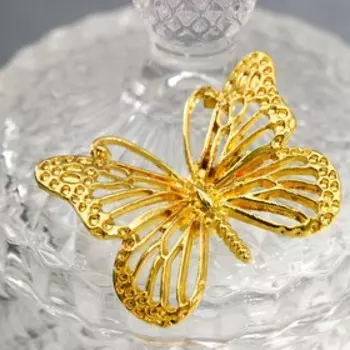 Шкатулка стекло "Золотая бабочка" прозрачный 18х10,5х10,5 см