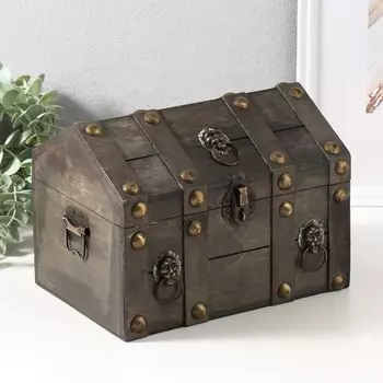 Шкатулка сундук дерево "Леон" коричневый 24х17х18,5 см