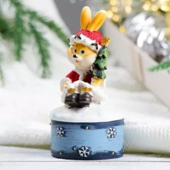 Шкатулка "Заяц с подарком" 7х7х12см