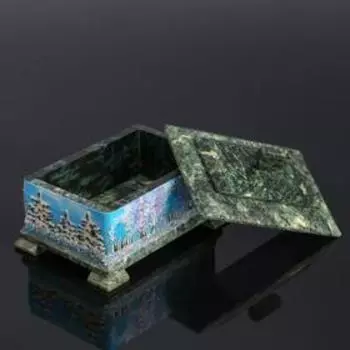 Шкатулка "Зима" из камня, каменная крошка