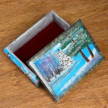 Шкатулка "Зима", каменная крошка