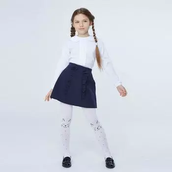 Школьная блузка для девочки, цвет белый, рост 140