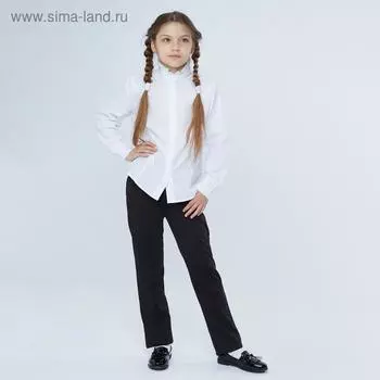 Школьная блузка для девочки, цвет белый, рост 146 см