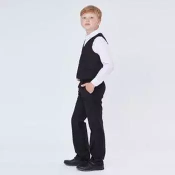 Школьные брюки для мальчика, зауженные с заниженной посадкой, чёрный, рост 140 (34/S)