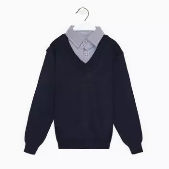 Школьный джемпер-обманка для мальчиков, цвет синий, рост 158-164см