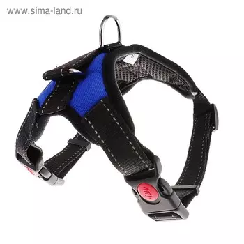 Шлейка К7 мягкая светоотражающая, размер М, ОГ 52-66 см, вес 9.5-17.5 кг, синяя