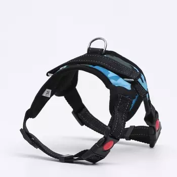 Шлейка К7 мягкая светоотражающая, размер М, ОГ 52-66 см, вес 9.5-17.5 кг, голубая хаки