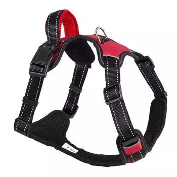 Шлейка нейлоновая "SPORT" с ручкой L, обхват груди 65-80 см, красная