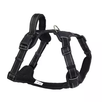 Шлейка нейлоновая "SPORT" с ручкой M, обхват груди 55-65 см, черная