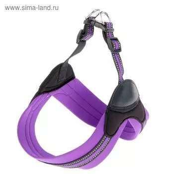 Шлейка супермягкая со светоотражающей прошивкой, обхват 62-69 см, фиолетовая