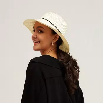 Шляпа с бантиком MINAKU, белая, размер 56-58