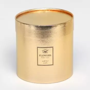 Шляпная коробка «Flowers», золотая, 15 х 15 см