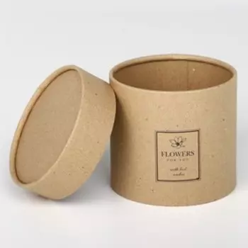 Коробка подарочная шляпная из крафта, упаковка, «Flowers», 12 х 12 см