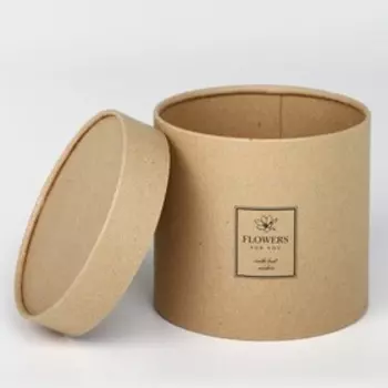 Коробка подарочная шляпная из крафта, упаковка, «Flowers», 15 х 15 см