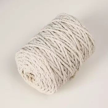 Шнур для вязания 80% хлопок, 20% полиэстер крученый 3 мм,185г/45м,02-молочный