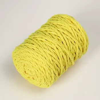 Шнур для вязания 80% хлопок, 20% полиэстер крученый 3 мм, 185г/45м,23-желтый