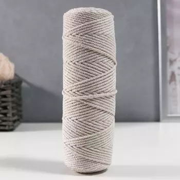 Шнур для вязания без сердечника 100% хлопок, ширина 3мм 100м/200гр (2110 кремовый)