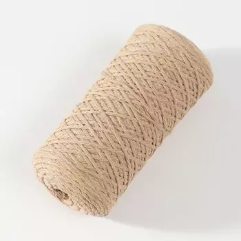 Шнур для вязания без сердечника 70% хлопок, 30% полиэстер 1мм 200м/65±10гр (38-светло-бежев)