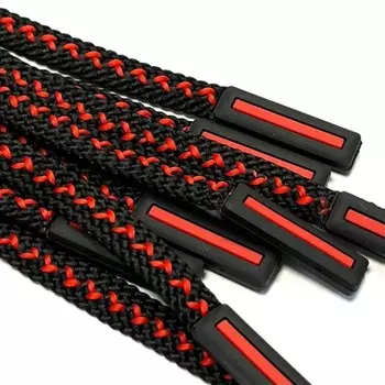 Шнур круглый с силиконовым наконечником, цвет чёрный, красный