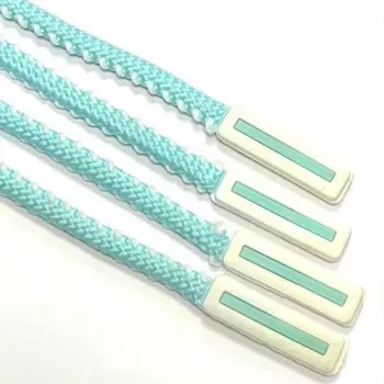 Шнур круглый с силиконовым наконечником, цвет голубой, белый