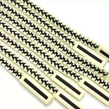 Шнур круглый с силиконовым наконечником, цвет кремовый, чёрный