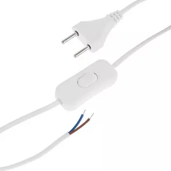Шнур Luazon Lighting ECO, 1.7 м, ШВВП 2х0.5 мм2, с проходным выключателем, белый