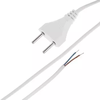 Шнур 2.2 м, ШВВП 2х0.5 мм2, с вилкой, белый
