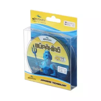 Шнур плетеный Namazu Supahiro 4Х, L-100 м, d-0.12 мм, тест-5.5кг, болотно-зеленый (мох)