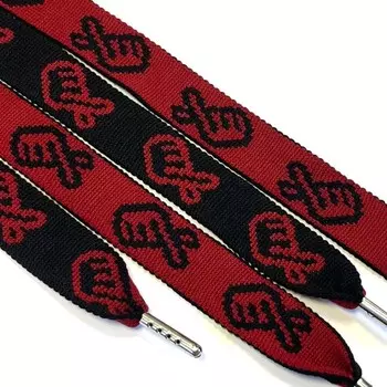 Шнур плоский «Ручка», размер 130 см, цвет красный