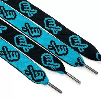 Шнур плоский «Ручка», размер 130 см, цвет голубой