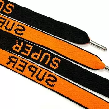 Шнур плоский с металлическим наконечником, цвет апельсин