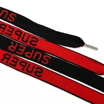 Шнур плоский с металлическим наконечником, цвет красный чили